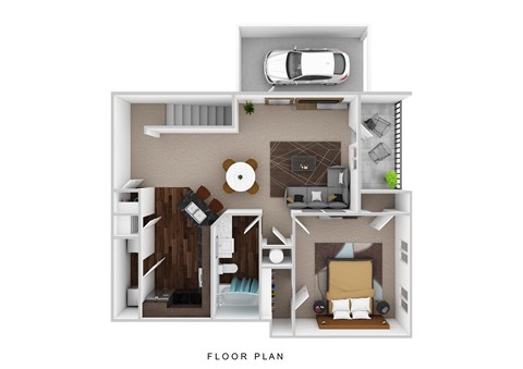 Floor plan for 1 bed, 1 bath, 871 sqft